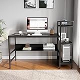 Dripex Holz Schreibtisch Computertisch 136cm PC-Tisch Bürotisch Officetisch Stabile Konstruktion Tisch für Home Office Schule (Schwarz)