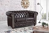 Küchen-Preisbombe Edles Chesterfield Sofa 2 Sitzer in Kunstleder Vintage braun Couch Polstersofa