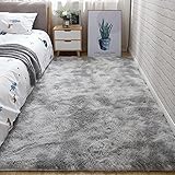 Meyecon Teppich Grau Shaggy Teppich Area Rug Wohnzimmerteppich Teppiche Bedroom Carpet Neu Hellgrau Schlafzimmer Teppiche Super weich Fluffy Kindermatte (grau, 120 x 160 cm)