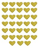 33 Stück kleine Herzen zum Aufbügeln, bestickt, Applikationen, Kleidungsstück, Verzierungen für Kleidung, Jacken, Rucksack, Schuhe, Reparatur, Dekorationen (Dunkelgold)