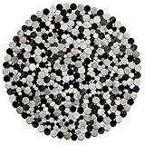 Teppich Kuhfell Patchwork, Runde Rindsleder von Hand Nähen Teppiche Moderne graue geometrische Muster Teppiche Designer Wohnzimmer Stuhl Matten - Top-Qualität