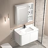 Badezimmermöbel mit Waschbecken, waschbecken mit unterschrank Unterschrank Hochschrank Waschtisch Möbel hochauflösender, intelligenter Spiegelschrank ( Color : Rock board basin , Size : 70cm/27.6'' )