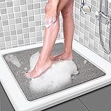 Duschmatte rutschfest, 53 x 53 PVC-Luffa Massage Duschmatten für Badewanne und Nassbereiche, Schnell trocknend (53 x 53 cm, Grau)