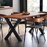 LAMO Manufaktur Esstisch Küchentisch Schreibtisch Couchtisch aus Massivholz, 120x80x76 cm (AxBxH), Design, Dunkel/Schwarz, LEG-01-A-004-9005D
