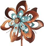 Kobolo Windrad Gartenstecker Dekostecker Windspiel XXL Flower aus Metall groß