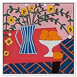 The Oliver Gal Artist Co. Blumenmuster und botanisch 'Bunte Blumen- und Obstvase, Küchendekoration', fertig zum Aufhängen, Wohnzimmer, Schlafzimmer und Badezimmer, Heimdekoration, 43 cm x 43 cm, Rosa
