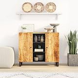 Tidyard Sideboard mit 2 Türen Aufbewahrungsschrank Lagerschrank Kommode Highboard Mehrzweckschrank Standschrank Beistellschrank Schrank für Wohnzimmer, 90x33x75 cm Massivholz Mango