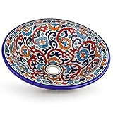 Saharashop Keramik Waschbecken Rund Ø40 cm Lavabo-Bunt Nr.16 Washbasin Orientalische Waschschale Aufsatzwaschbecken Handwaschbecken