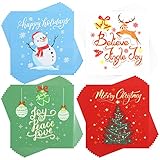 100 Stück Weihnachtsservietten Schneemann Papierservietten Fröhlicher Weihnachtsbaum Schneeflocke Cocktail Servietten Weihnachtselch Gastpapier Handtuch Winter (Schneemann, 10 x 10 Zoll)