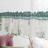 Raffrollos Scheibengardine Küchenvorhänge Baumwollgardinen Bistro Kurzer Vorhang im Landhausstil Halbtransparent Scheibengardine Schlafzimmer,B150*H50cm (B200*H50cm)