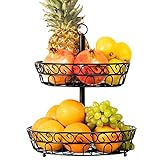 Chefarone Obst Etagere 30 cm - Obstschale für mehr Platz auf der Arbeitsplatte - Etageren mit Obstschalen - dekorativer Obstkorb (schwarz)