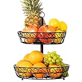 Chefarone Obst Etagere 30 cm - Obstschale für mehr Platz auf der Arbeitsplatte - Etageren mit Obstschalen - dekorativer Obstkorb (schwarz)