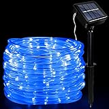 JIMACRO Outdoor Solar LED Lichtschlauch, IP65 Wasserdicht Solar Lichterkette Außen 12m 100LEDs Solar Deko Lichter mit 8 Beleuchtungsmodi für Garten Baum Party Weihnachtsdekoration