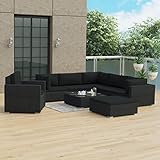 BULANED 8-TLG. Garten-Lounge-Set mit Auflagen, Lounge Gartenmöbel Set, Terassenmöbel Wetterfest, Gartenlounge, Garten Loungemöbel Set, Garten Sitzgruppe, Poly Rattan Schwarz