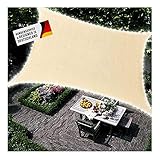 Duke-Handel Sonnensegel Rechteckig Maia Mit LED Beleuchtung Am Rand Aus Solarenergie Sonnenschutz Für Garten Oder Terrasse Wasserdicht aus Polyester (Beige 3x2m)