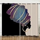 Vorhänge Gold Black Girl Verdunkelungsvorhang Weich Vorhang Blickdicht Wohnzimmer Verdunklungsvorhänge Schlafzimmer Gardine Blickdicht Curtains Schallschutz Blickdichte Vorhänge 2x100x240cm