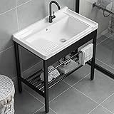 Küchenspüle, mobile Küchenspüle aus Edelstahl, Keramikspüle, professionelles freistehendes Badezimmerbecken zum Geschirrspülen im Innen- und Außenbereich, für Restaurants, Garagen, Lagerhall