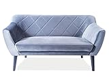 SIGNAL MEBLE 2-Sitzer-Sofa aus gestepptem Samt, Kollektion Karo, Grau – L 1,40 x T 54 x H 76 cm