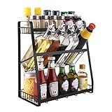 DnKelar Gewürzregal Metall Regal für Gewürze Gewürzhalter Gewürzständer Küche Küchengewürzregal Gewürzregal ohne Bohren 3-Etagen Metal Gewürzständer für Gewürzstreuer Gewürzdosen