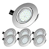 LED Einbaustrahler schwenkbar inkl. 6 x 5W Leuchtmittel GU10,600 Lumen,Neutralweiß LED Einbauleuchte 4500 Kelvin,120° Abstrahlwinkel,Deckeneinbaustrahler,6 er Pack 4500K Rund Metall Matt Nickel