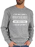 Sweater Pullover Sweatshirt Herren Damen - Weihnachten Geschenke Christmas Bekleidung - Ich Will einen Adventskalender Mir doch egal wie alt ich Bin - XL - Grau meliert - JH030