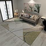 RUGMRZ Wohnzimmerteppich Rugs for Bedroom Moderne grau-grüne geometrische Muster Linien verziert weich ohne zu verblassen Teppich Für Küche 200X300CM