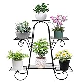 Queiting Metall Blumenständer Blumentreppe mit 6 Ebenen Retro Pflanzentreppe für Innen und Außen Garten Balkon Pflanzenregal Ausstellungsstand für Dekoständer Pflanzenständer