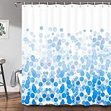 BBOVOBB Duschvorhang aus Stoff mit lustigen Blasen, blaugrün, Ombre-Blau, wasserdichte Badewannenvorhänge für Badezimmerzubehör, 190 x 175 cm (B x H), Duschvorhang