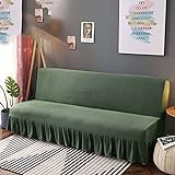 Sofaüberwurf für Sofa, Bett, mit Rock, armlos, Spandex, Stretch-Sofabezug, weicher Couchbezug, Sofaüberwurf für Wohnzimmer, M 150–170 cm (60–66 Zoll), Grün A