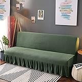 Sofaüberwurf für Sofa, Bett, mit Rock, armlos, Spandex, Stretch-Sofabezug, weicher Couchbezug, Sofaüberwurf für Wohnzimmer, M 150–170 cm (60–66 Zoll), Grün A