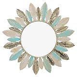 Tyenaza Wandspiegel, dekorativ, 40,6 cm, Boho-Spiegel, Feder, Wandkunst, Skulptur, runde Spiegel, Dekoration für Eingangsbereich, Schlafzimmer, Wohnzimmer