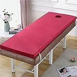 LAErper Cotton Beauty Bett Matratze Topper,-Massagematratze Mit Runden Kopf, Futon-Pad Nicht Rutscher Schwamm Für Salonbett, Gesichtsatmungsloch, Waschbarer Matratzenabdeckung, Beige, 70 * 180 cm/Wein