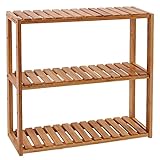 SONGMICS Badregal, Badezimmerregal, Bambus-Regal, Pflanzenregal mit 3 verstellbaren Ablagen, Wandmontage, freistehend, für Wohnzimmer, Flur, Küche, 60 x 15 x 54 cm, naturfarben BCB13Y