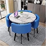 Moderner Konferenzraumtisch, Business-Couchtisch, Tisch- und Stuhlkombination, Balkon, Esszimmer, Küche, Esstisch und Stuhl, 5er-Set, 80 cm/90 cm, Büro, Empfang, Freizeittisch (bla