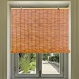 Outdoor Bambus Rollos für Terrassenfenster, Retro Reed Roller Roll Up, Roman Veranda Shade, Veranda Blackout Rollos, Reed Roller Curtain Privacy Protection, Einfache Installation, Kaffee (Size : 53x5