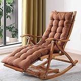 MINDONG HZH Liegestuhl Schaukelstuhl Schaukelstuhl Zuhause Erwachsener Balkon Freizeit Lazy Lounge Chair Rattan Alter Mann Nickerchen Erwachsener Massivholzstuhl (Rot) (Verlängern Braun)