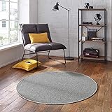 Taracarpet Kurzflor-Teppich Joy Flachgewebe Schlingenteppich für Wohnzimmer Schlafzimmer und Kinderzimmer grau 160 cm rund