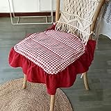 FAANAS Vintage gedruckt gerafften Stuhl Kissen Baumwolle Leinwand Sitzkissen U geformt Nicht rutschen Stuhlkissen Bauernhaus Land Landhaus Stuhlkissen(16.5x16 Inches, C)