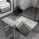 Badezimmerteppich Super Absorbierende Rutschfester Badematte, Badematten Badteppich 40x60cm Badvorleger Extra Schnelltrocknende Waschbare Badematte Home Rug, Badmatte Bodenmatte Floor Mat Geometrisch