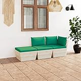 ZEYUAN 3-TLG. Garten-Sofagarnitur aus Paletten mit Kissen, Gartenmöbel, Gartenlounge, Balkonmöbel Set, Balkonset, Balkon Lounge, Terrassen Möbel, Sitzecke Balkon, Fichtenholz