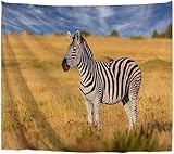 BOHOBI Wandteppich Afrika Wandbehang Zebra Tapisserie, 3D Wandtuch Afrika Wandteppiche Aesthetic für Wohnzimmer Schlafzimmer Wohnheim Wanddeko, 150 x 200 cm
