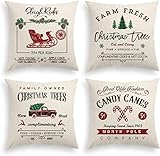 Marrakesch Orient & Mediterran Interior MAADES 4er Set Weihnachtskissen Kissenbezug 45 x 45 cm Weihnachtskissenbezug aus Baumwolle als Weihnachtsdeko -5-