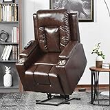 Elektrischer Fernsehsessel Aufstehsessel Relaxsessel Sessel mit Aufstehhilfe, Fernsehsessel Relaxsessel Leder Sofa Tilt Sofa Push Back Sessel für Home Lounge Gaming Cinema High-Back Braun (Brown)