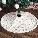 Yonphy Weißer Weihnachtsbaum Decke Plüsch 122cm Weihnachtsbaum Rock Weihnachtsbaumständerhüllen Perfekt Weihnachtsbaum Dekor