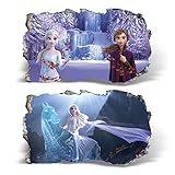 2Pcs Die Eiskönigin Frozen Wandtattoo 3D Effekt XXL Anna und Elsa Wandaufkleber Fenster für Mädchen Kinderzimmer Wanddurchbruch Tattoo Wandbild Groß 1000mmx600mm