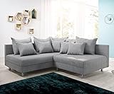 DELIFE Eckcouch Clovis Grau Flachgewebe Ottomane Links modular
