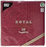 PAPSTAR 50 Servietten ROYAL Collection 1/4-Falz 40 cm x 40 cm Bordeaux Ornaments