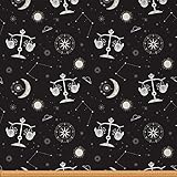 Feelyou Astrologie-Stoff von The Yard, Galaxie-Weltraum-Horoskop-Schilder, Polsterstoff für Stühle, Sofa, Couch, böhmische Sonne, Mond, Outdoor-Stoff, wasserdicht, 2 Yard, Schwarz / Weiß