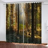Vorhänge Wohnzimmer Blickdicht Gardinen Verdunkelungsvorhang Schlafzimmer Kinderzimmer Thermovorhang Fensterdekoration 3D Tropisches Kokosnussbaummuster Muster Ösenschal 2Er Set 214X264Cm