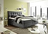Designer Boxspringbett Boxspringbett 180x200 cm mit Motor elektrisch | Maximo - Grau | Härtegrad bis 130 KG | 7-Zonen-Tonnentaschenfederkern Deluxe Matratzen | Komfort Topper 6 cm (Anthrazit)